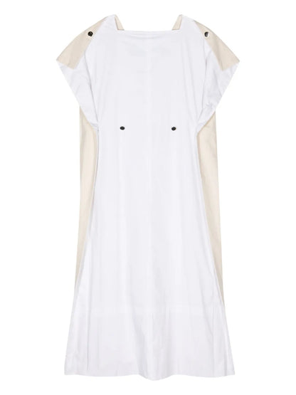Spread-Collar Cotton Maxi Dress
