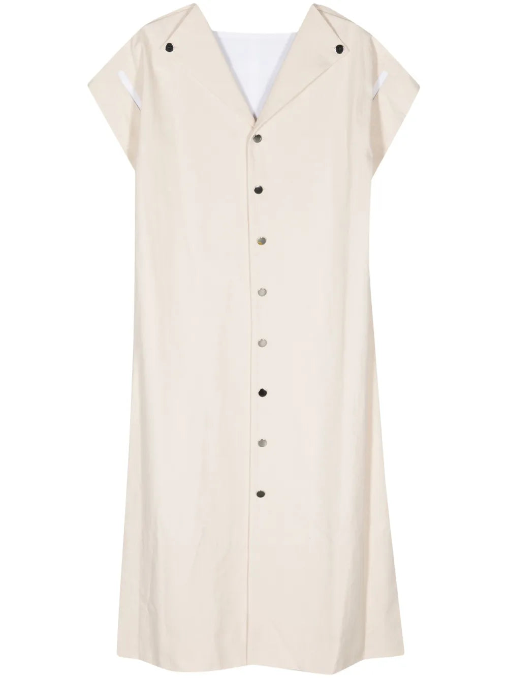 Spread-Collar Cotton Maxi Dress
