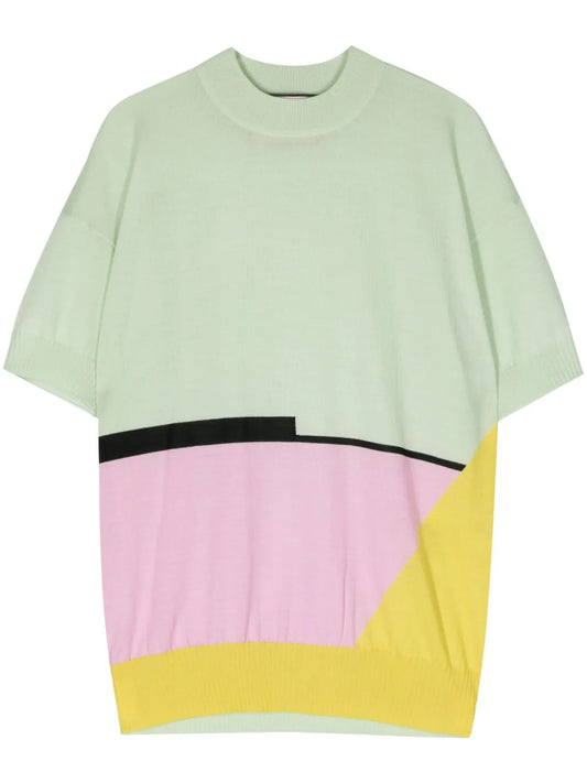 Intarsia-Knit Merino Wool T-Shirt