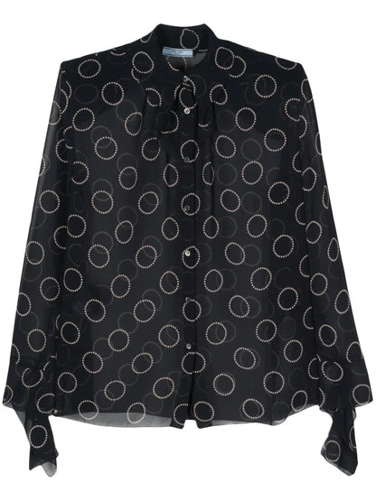 Graphic-Print Semi-Sheer Shirt