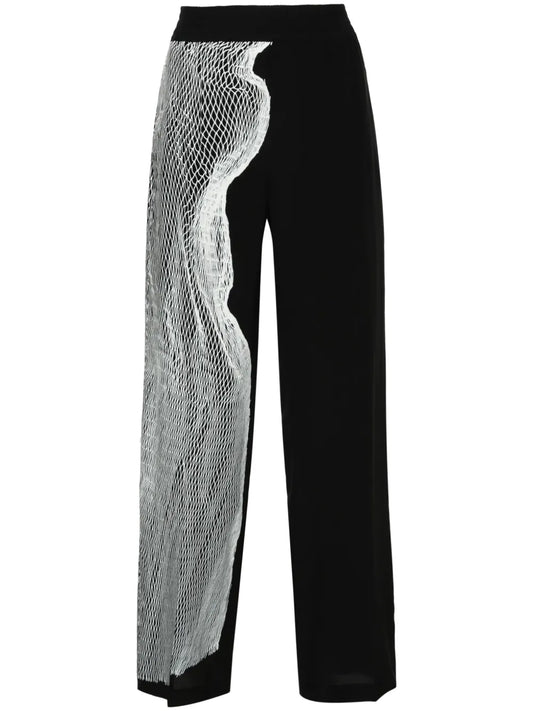 Graphic-Print Silk Pajama Trousers