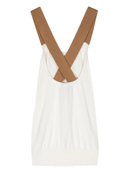 Crossover-Straps Fine-Knit Top