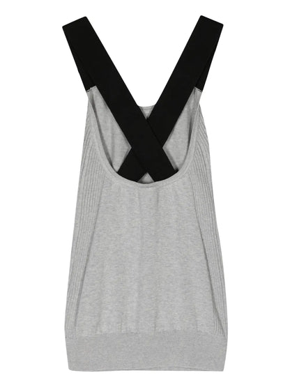 Crossover-Straps Fine-Knit Top