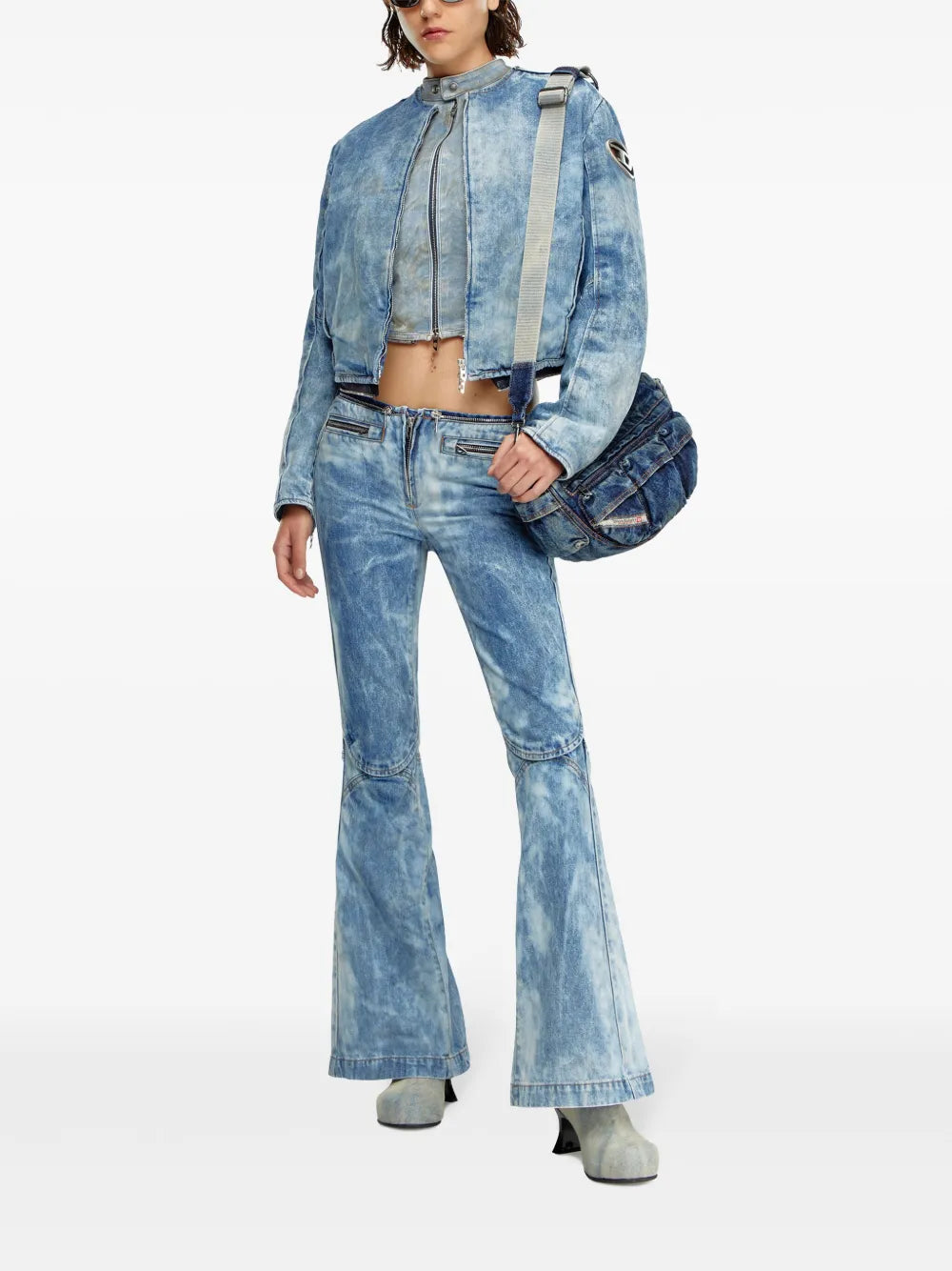Zip-Detail Cotton Jeans