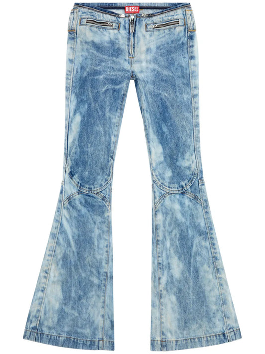 Zip-Detail Cotton Jeans