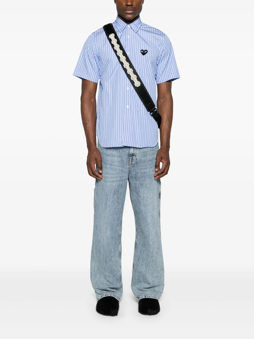 Heart-Patch Striped Shirt