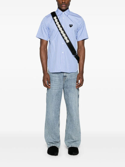 Heart-Patch Striped Shirt