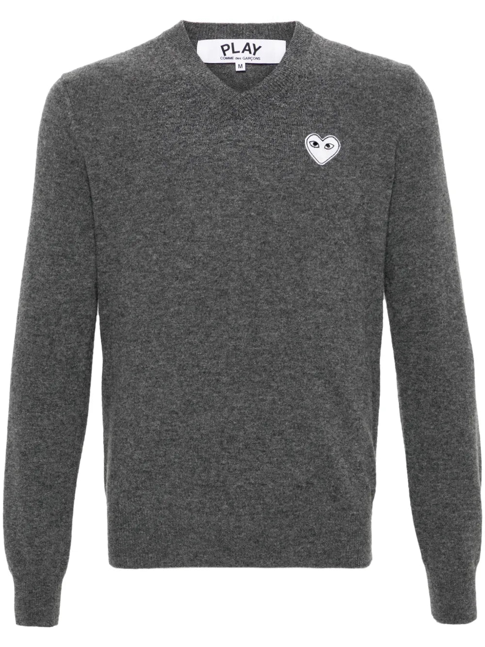Heart-Patch V-Neck Wool Jumper