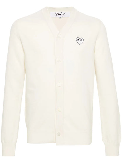 Heart-Motif Wool Cardigan