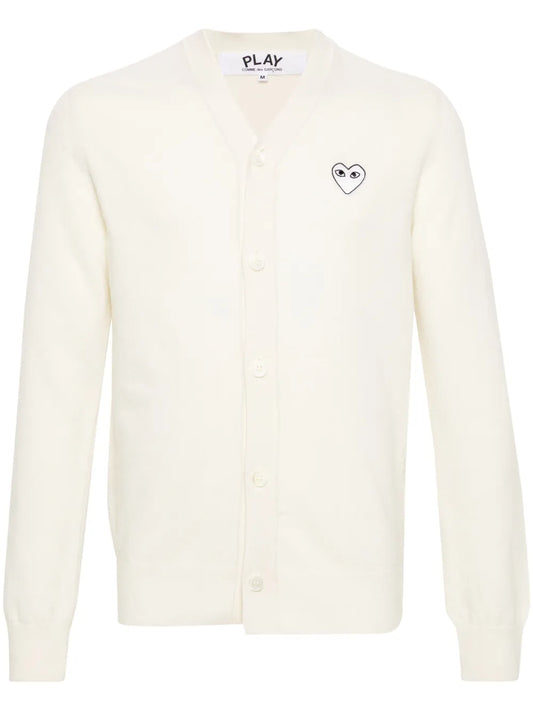 Heart-Motif Wool Cardigan