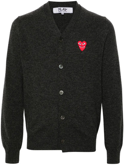 Heart-Patch Wool Cardigan