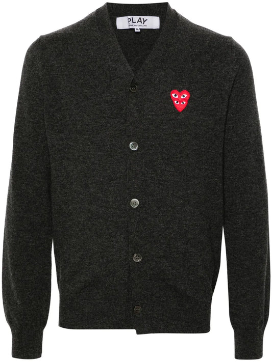 Heart-Patch Wool Cardigan