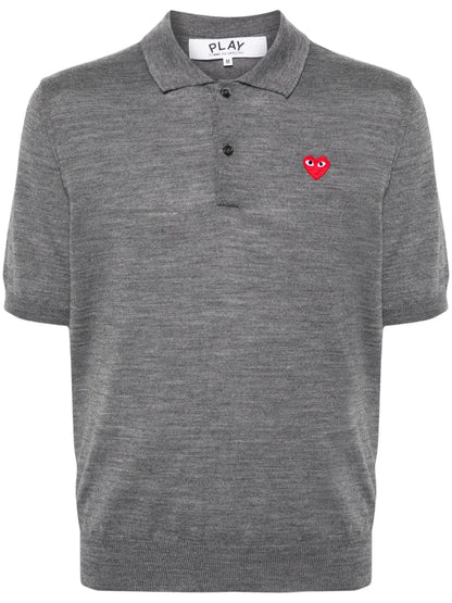 Heart-Patch Wool Polo Shirt