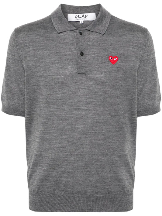 Heart-Patch Wool Polo Shirt