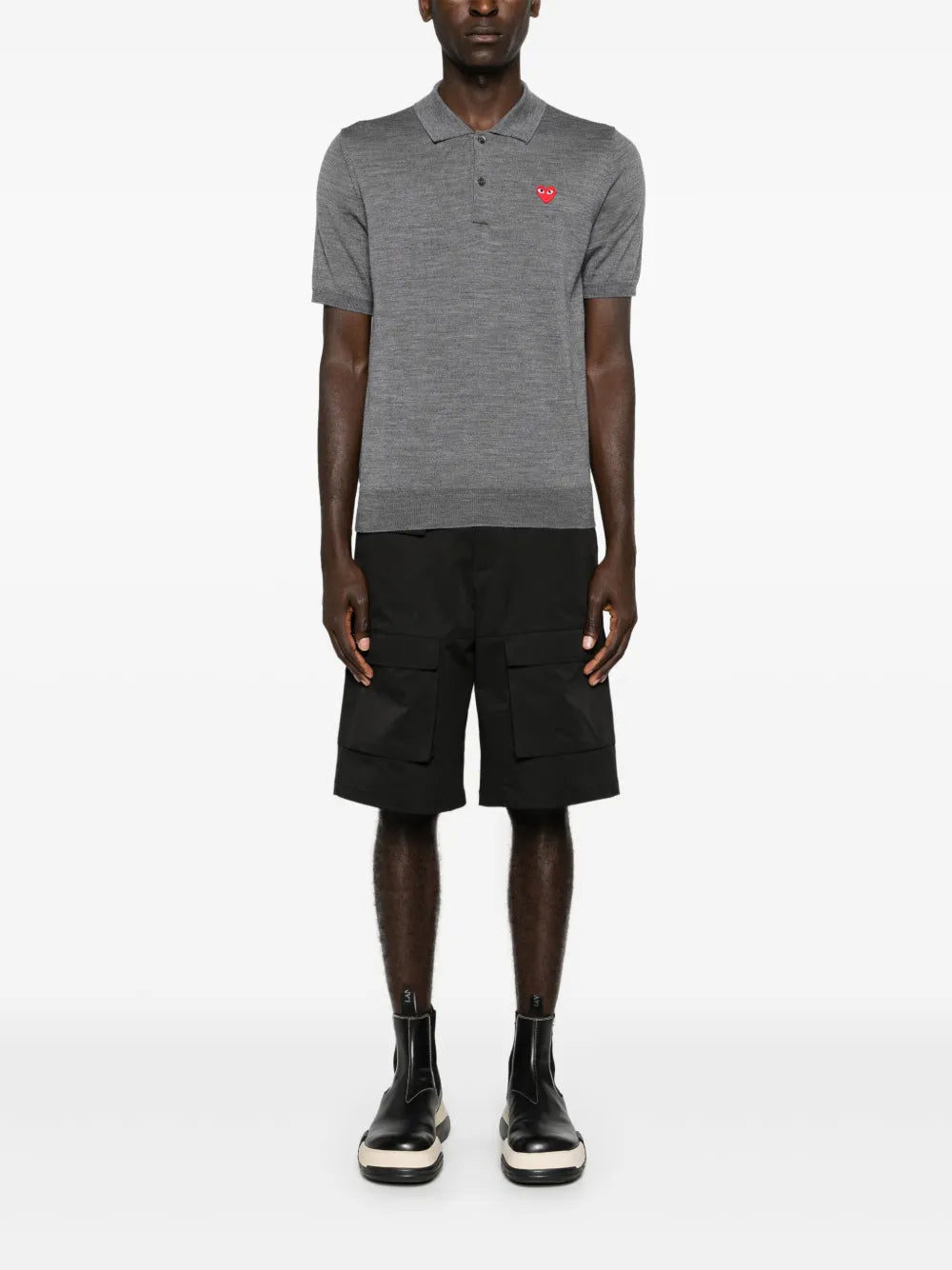 Heart-Patch Wool Polo Shirt