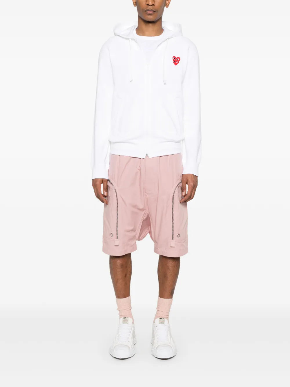 Double Heart-Patch Hoodie