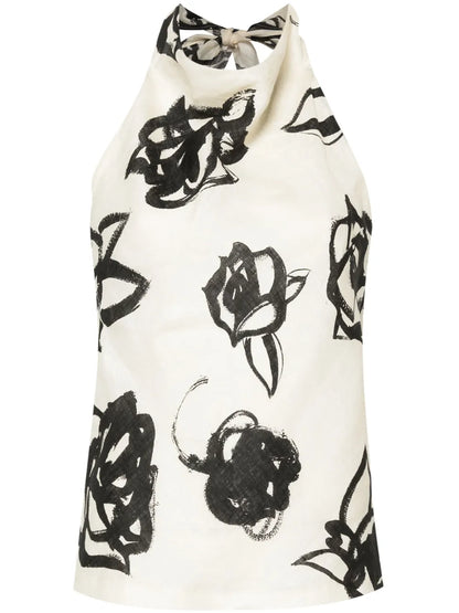 Floral Linen Halterneck Top