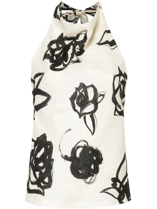Floral Linen Halterneck Top