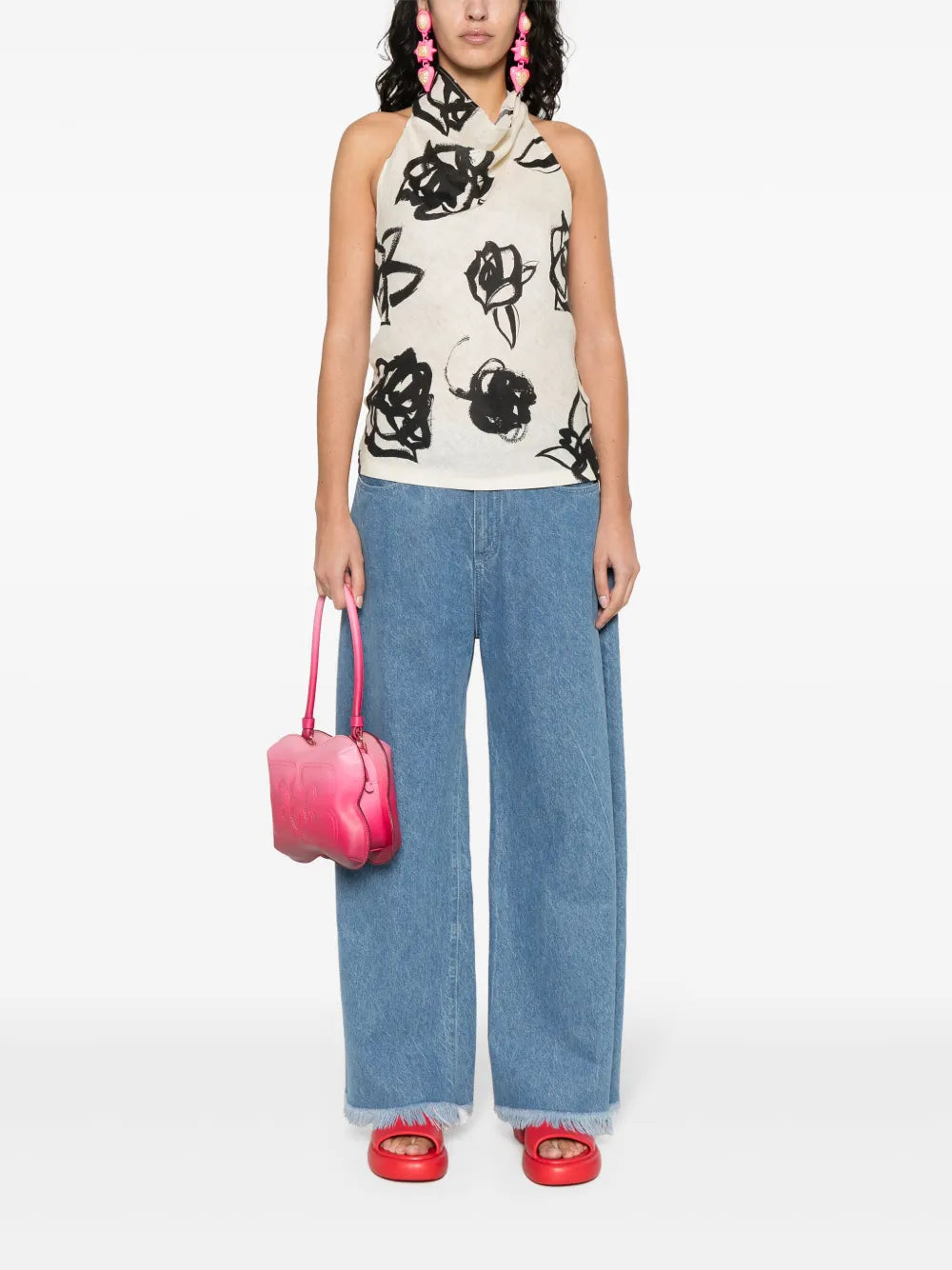 Floral Linen Halterneck Top
