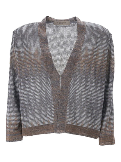 Textured Clasp-Fastening Cardigan