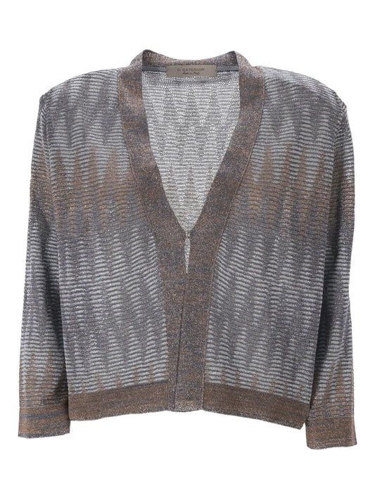 Textured Clasp-Fastening Cardigan
