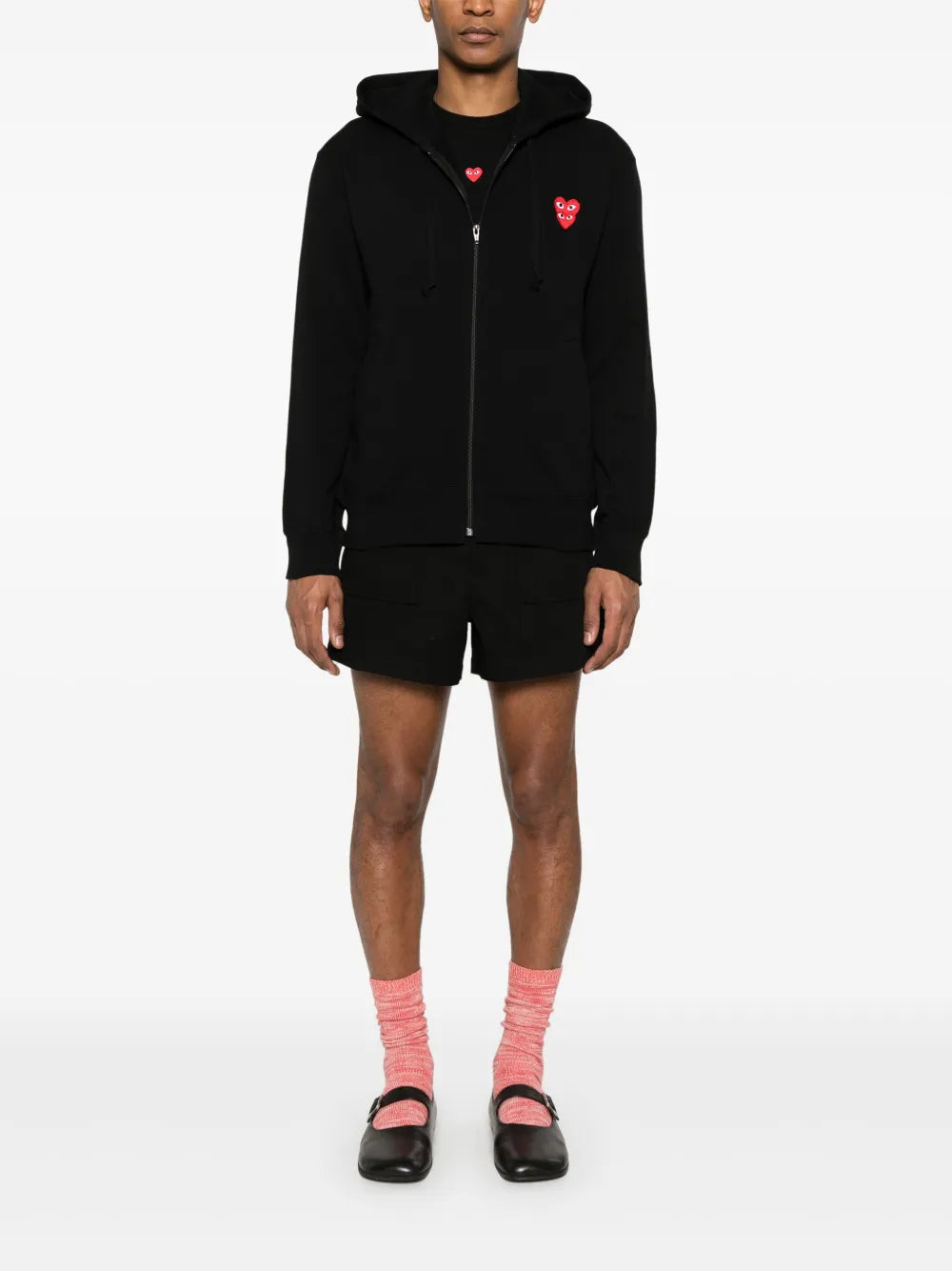 Double Heart-Patch Hoodie