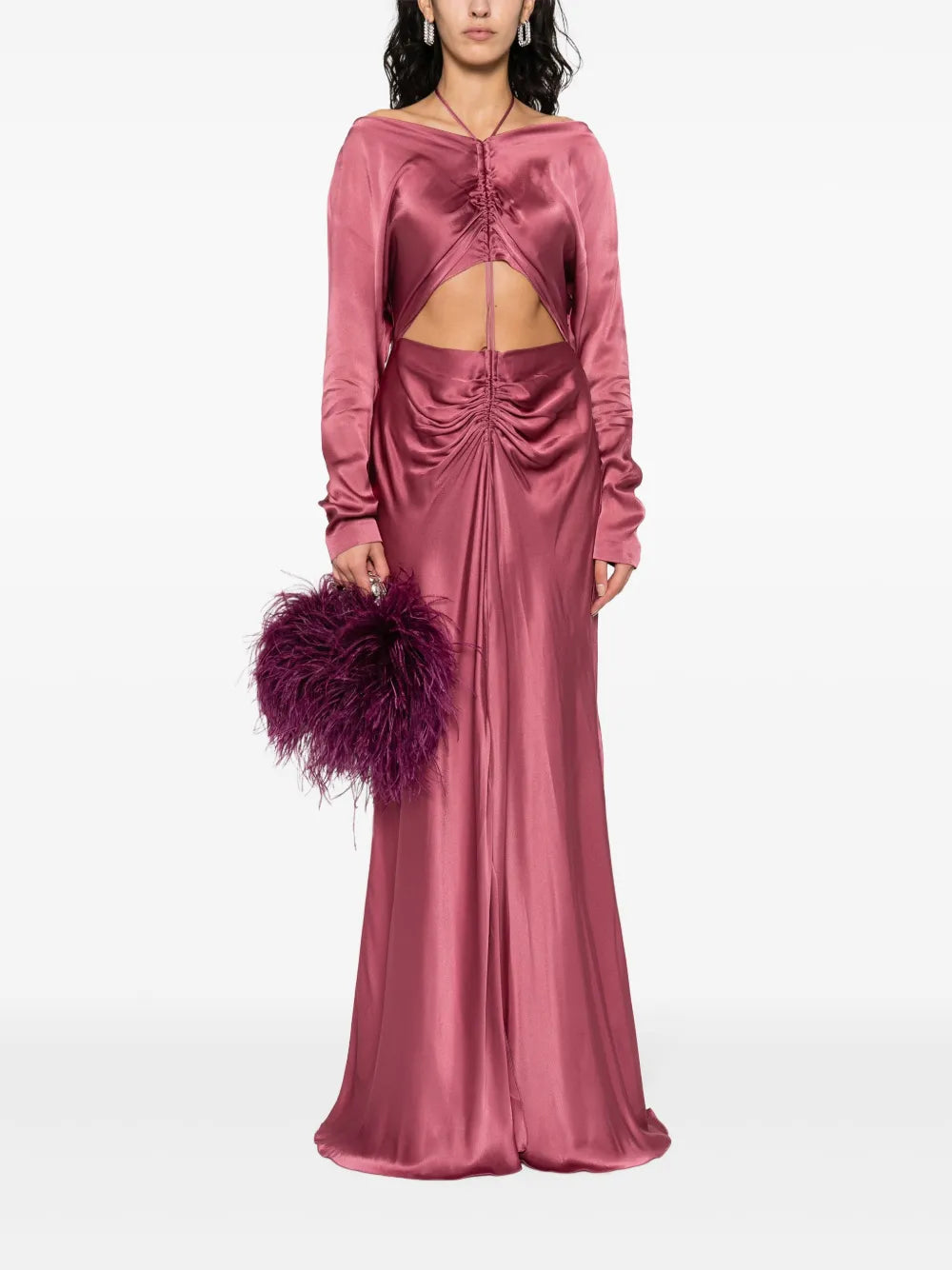 Cut-Out Satin Midi Dress