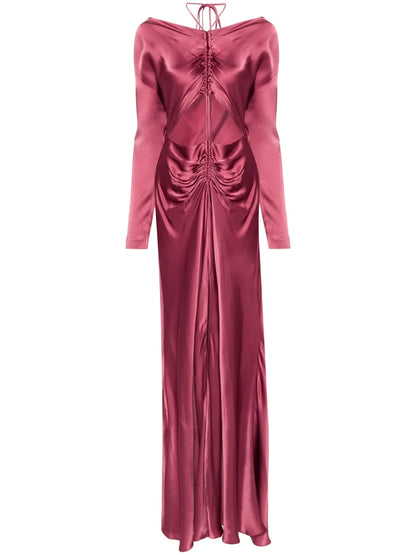 Cut-Out Satin Midi Dress