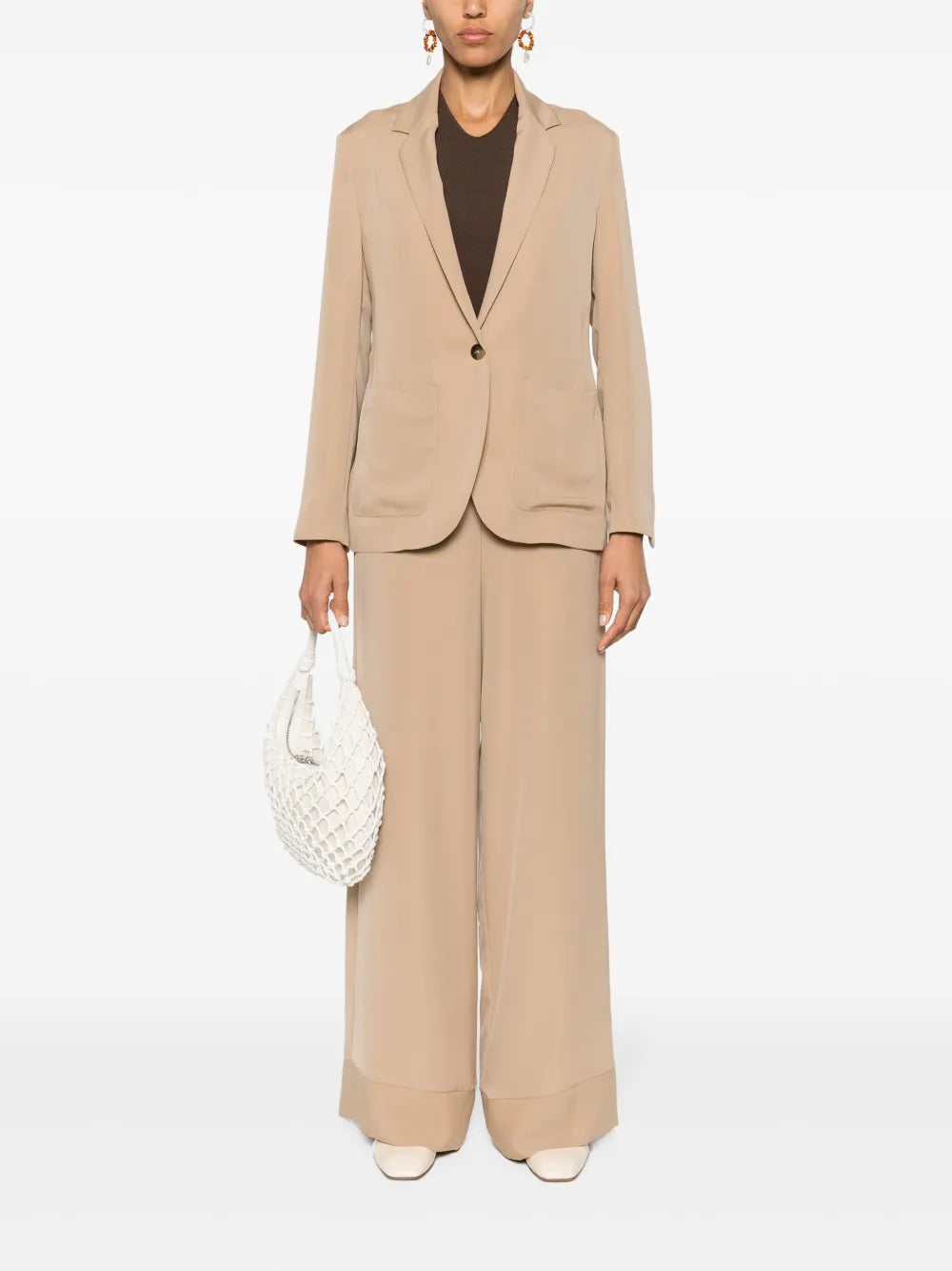 Wide-Leg Twill Trousers