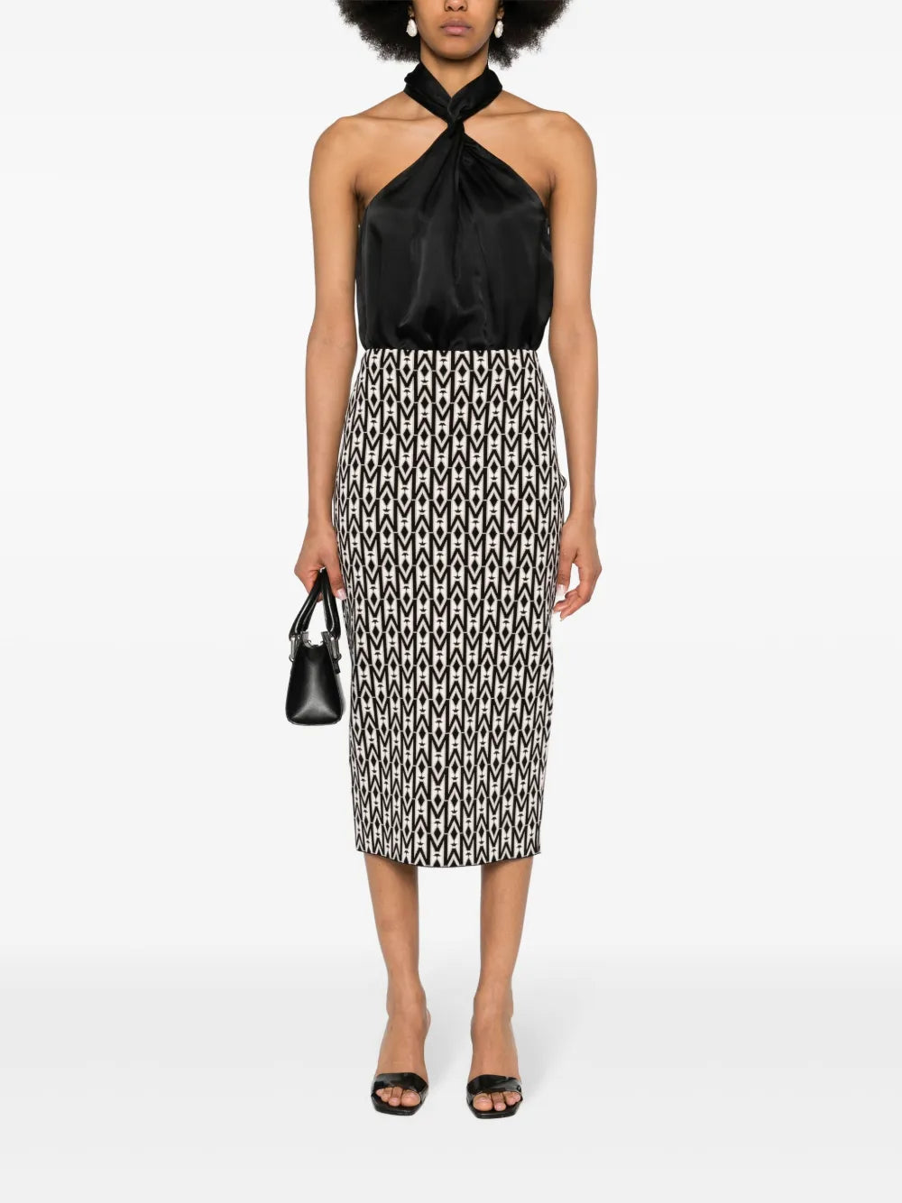 Geometric-Pattern Knitted Skirt