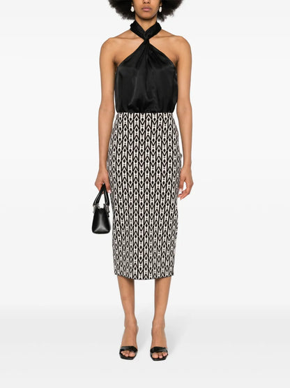 Geometric-Pattern Knitted Skirt