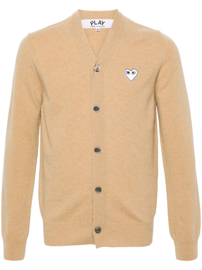 Heart-Motif Wool Cardigan