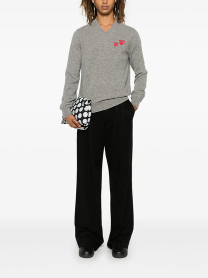 Double Heart-Patch Sweater