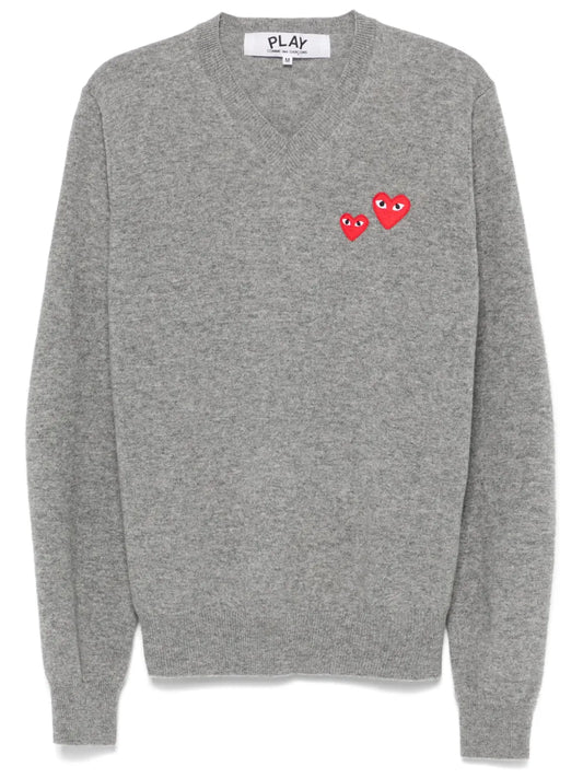 Double Heart-Patch Sweater