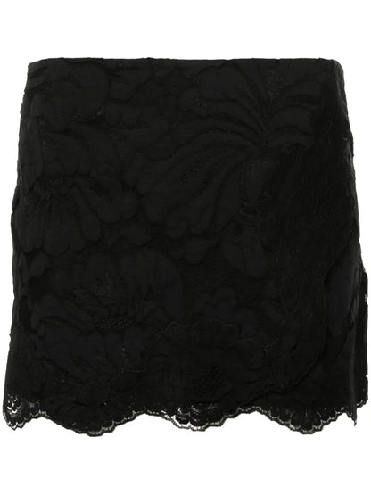 Floral-Lace Mini Skirt