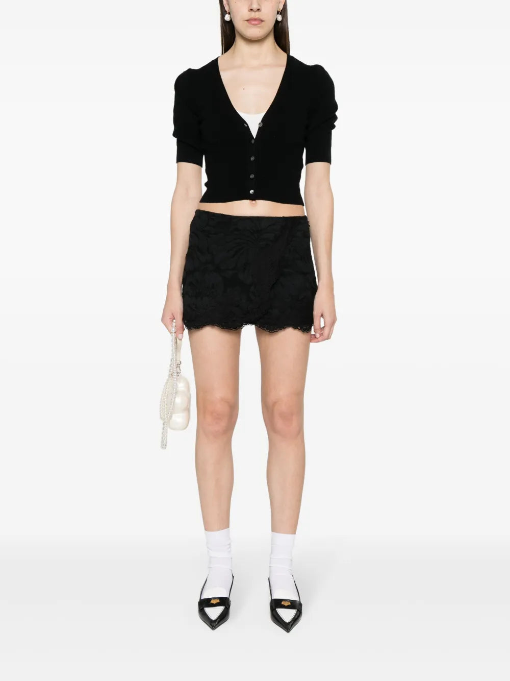 Floral-Lace Mini Skirt