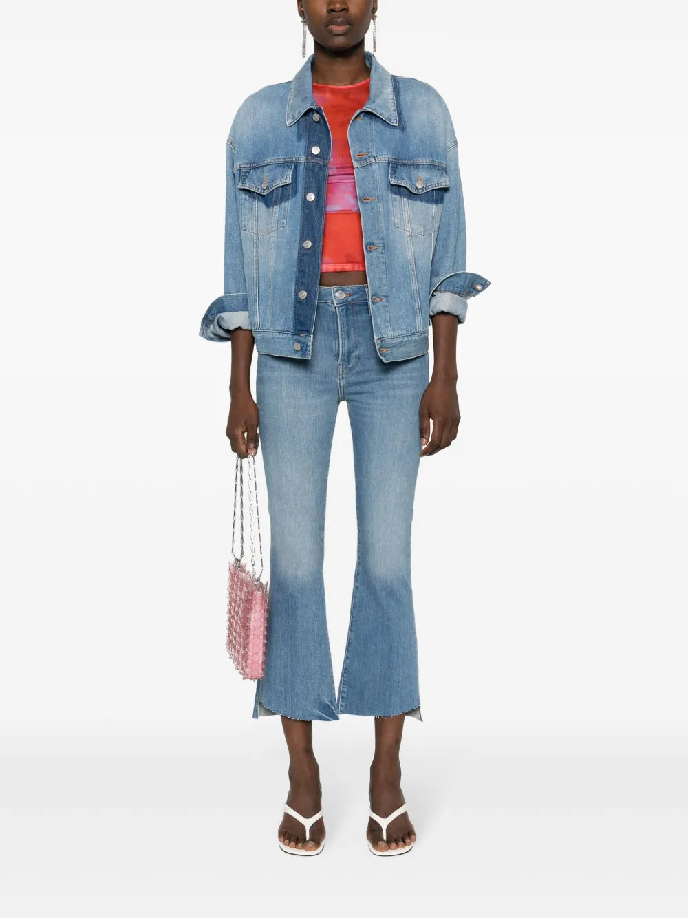 Whiskering-Effect Bootcut Jeans