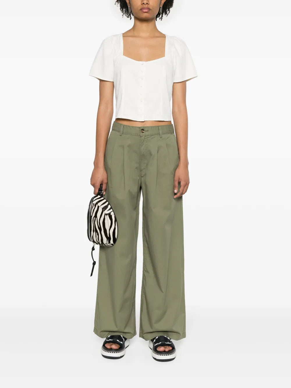 Pleat-Detail Wide-Leg Trousers