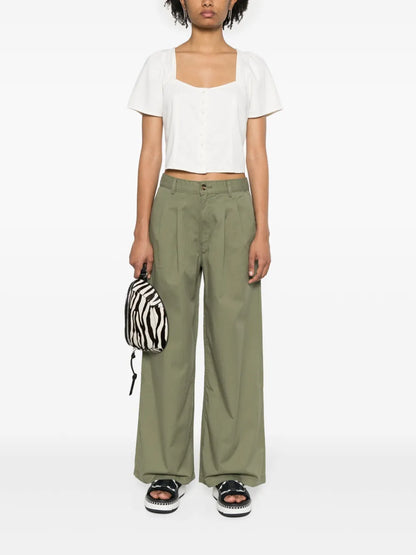 Pleat-Detail Wide-Leg Trousers