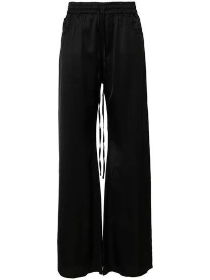 Drawstring Satin Flared Trousers