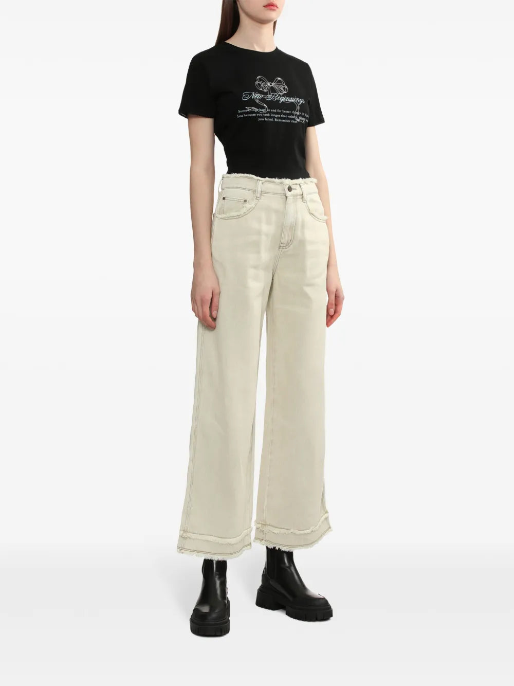 Frayed Wide-Leg Jeans