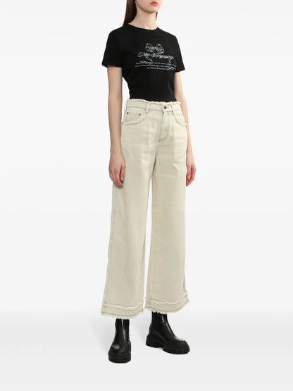 Frayed Wide-Leg Jeans