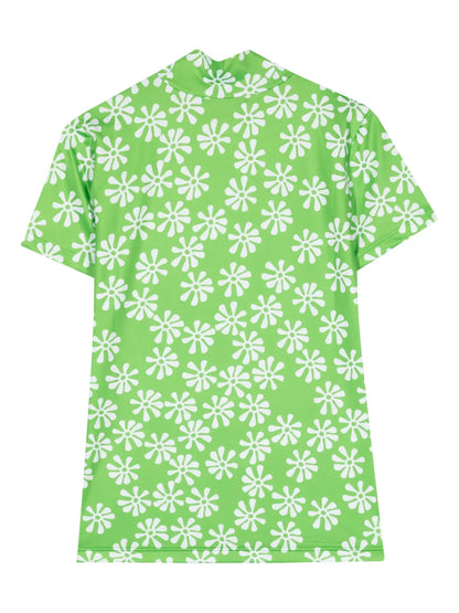 Floral-Print Stand-Neck T-Shirt