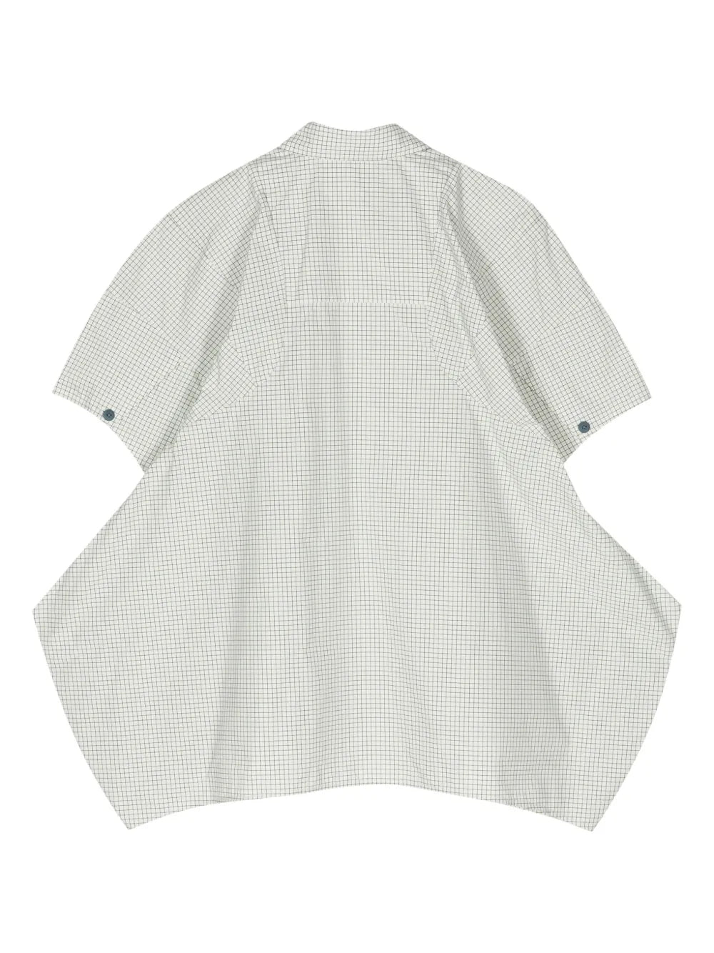 Check-Print Cotton Peplum Shirt