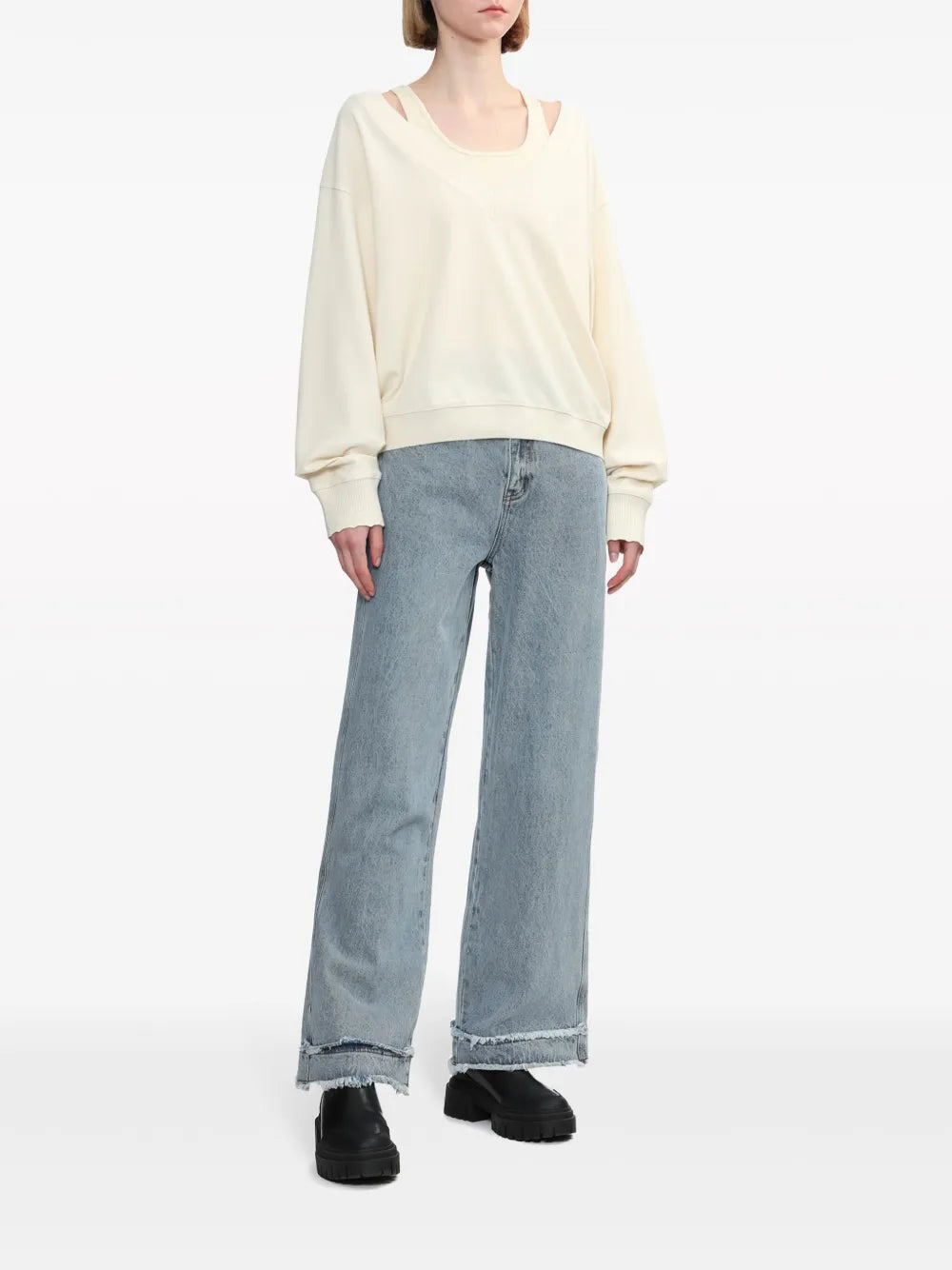 Drop-Shoulder Layered Sweatshirt