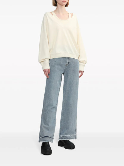 Drop-Shoulder Layered Sweatshirt