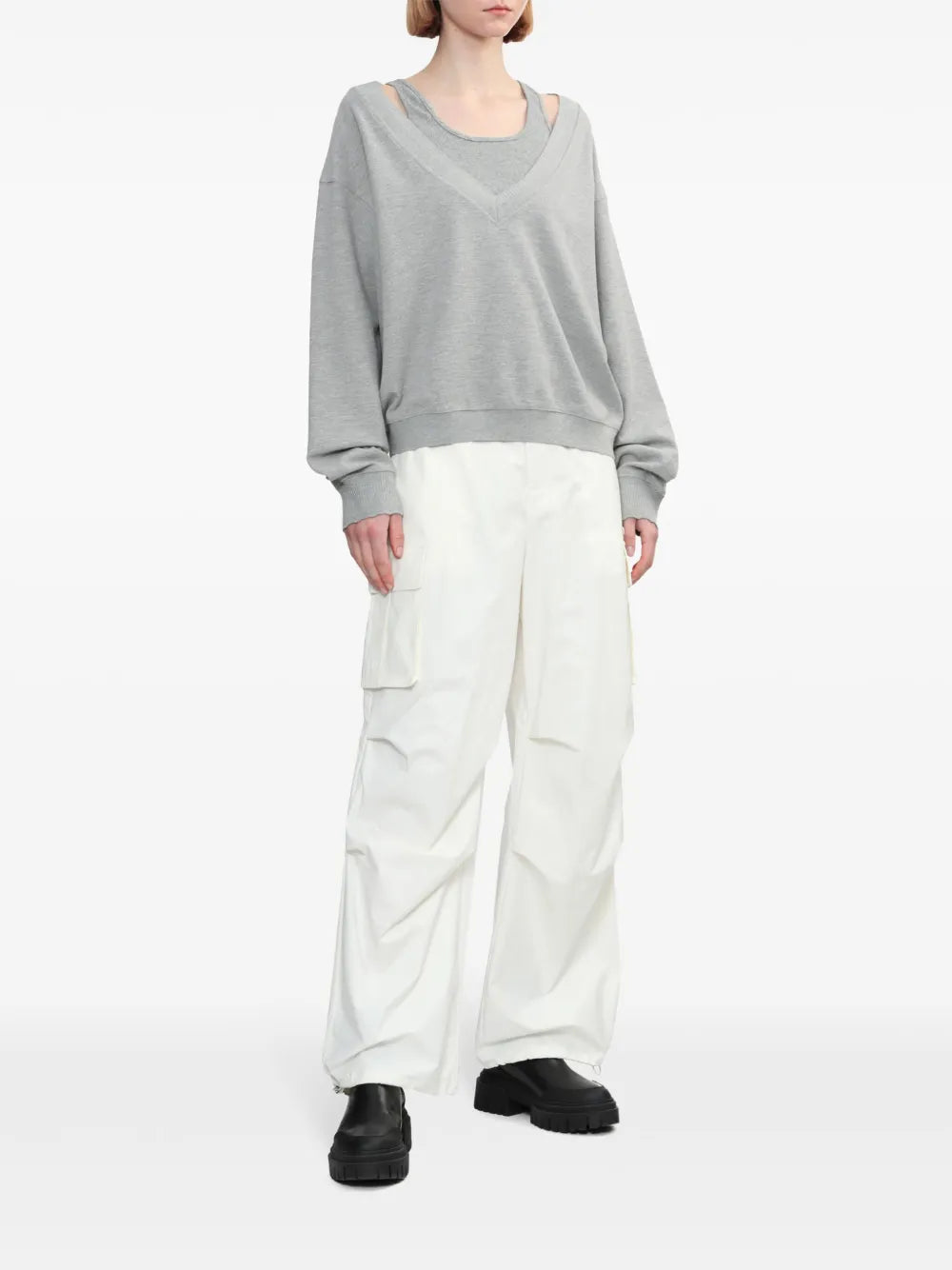 Drop-Shoulder Layered Sweatshirt