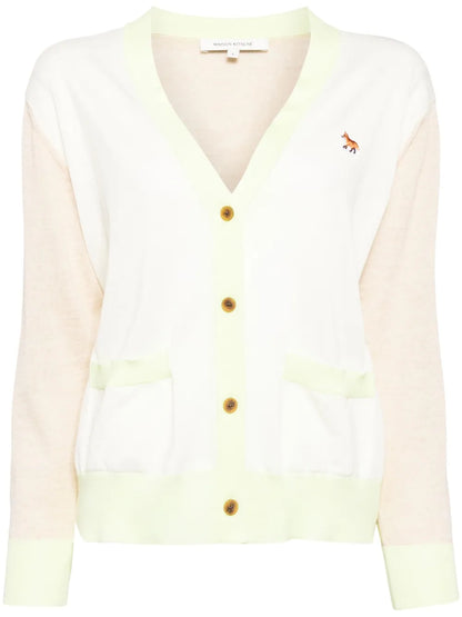 Baby Fox-Embroidered Wool Cardigan