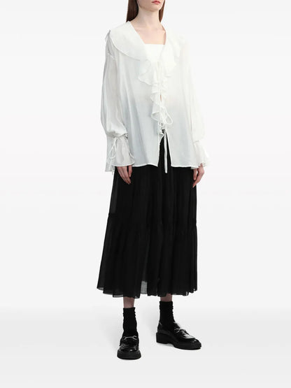 Lace-Up Ruffled Blouse