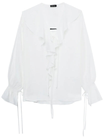 Lace-Up Ruffled Blouse